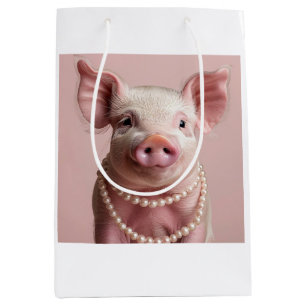 Pink Pig Pearlina Pinkette Decoupage  Medium Gift Bag