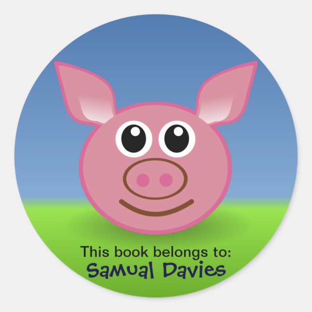 Pink Pig Personalised Name Labels (Front)