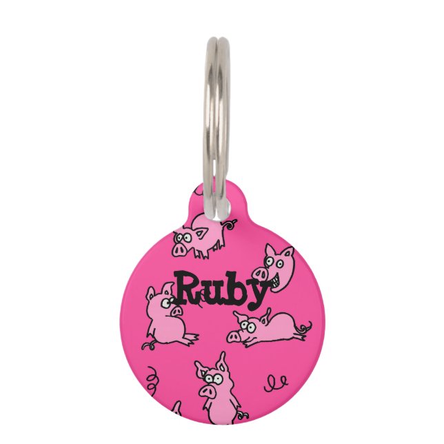 Pink Pig Pet ID Tag (Front)