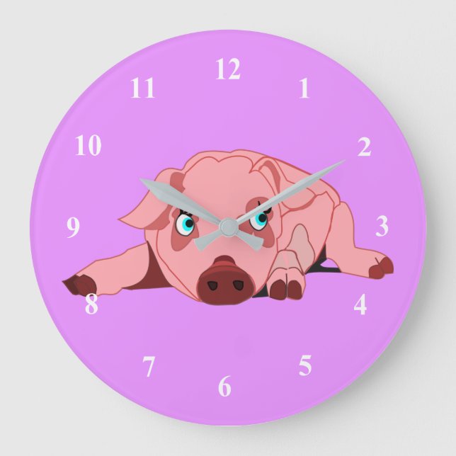 Pink Pig Purple Clock - Customisable (Front)
