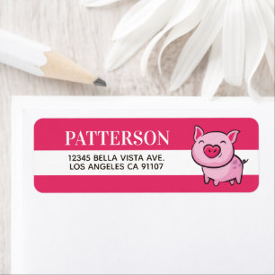 Pink Pig Return Address Label