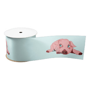 Pink Pig Ribbon - Customizable Satin Ribbon
