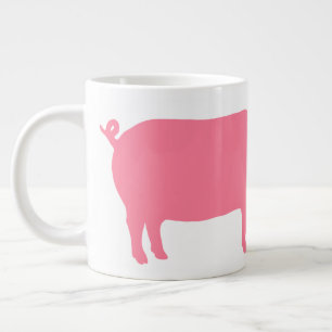 Pink Pig Silhouette   Fun Farm Animal Large Coffee Mug