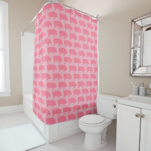 Pink Pig Silhouettes Pattern Shower Curtain