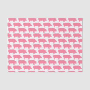Pink Pig Silhouettes Pattern Tissue Paper