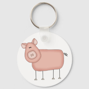 Pink Pig T-shirts and Gifts Key Ring