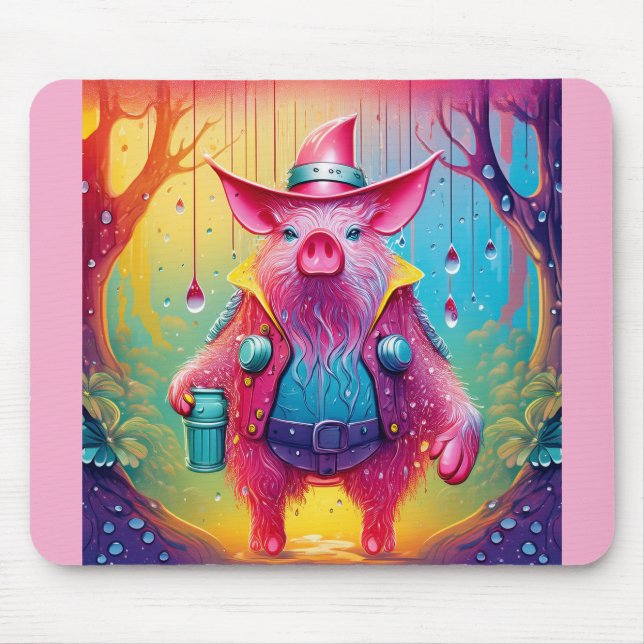 Pink Pig The Cowboy Mouse Pad (Front)