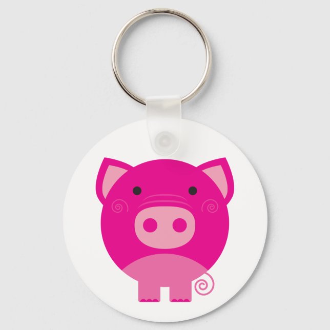 Pink Pig Tshirts and Gifts Key Ring (Front)