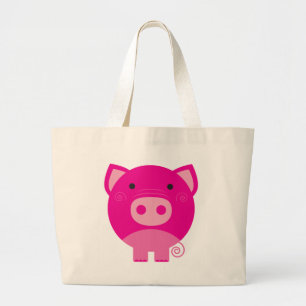 Pink Pig Tshirts and Gifts Large Tote Bag