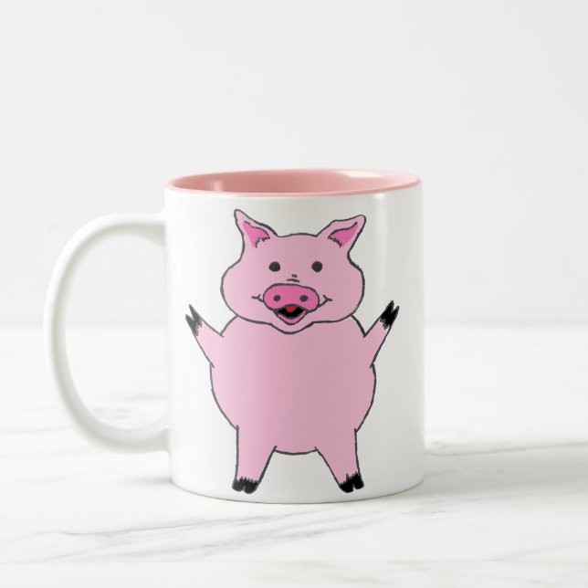 Pink Pig Two-Tone Coffee Mug (Left)