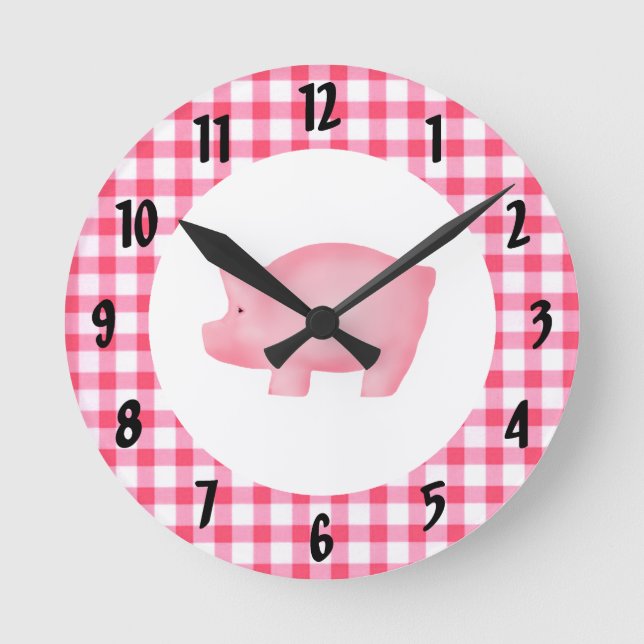 Pink Pig Wall Clock (Front)