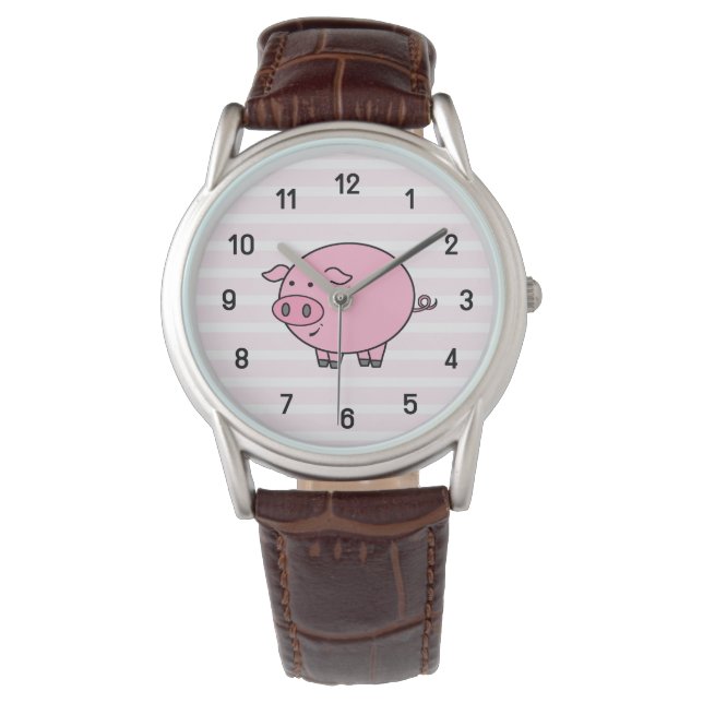 Pink Pig Wall Clock Watch (Front)