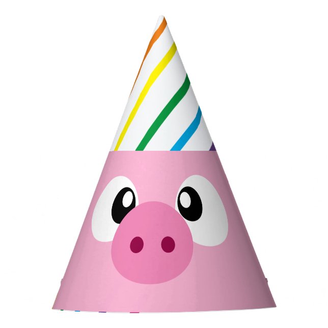 Pink pig wearing a party hat party hat (Front)