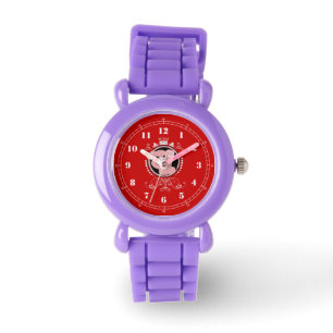 Pink pig with ornament pattern watch