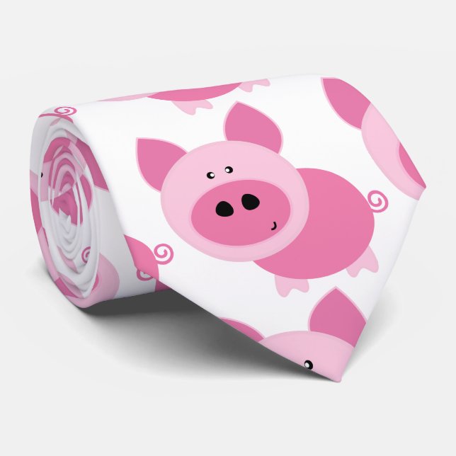 Pink Piggies man Tie (Rolled)