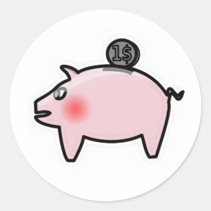 Pink Piggy Bank Classic Round Sticker