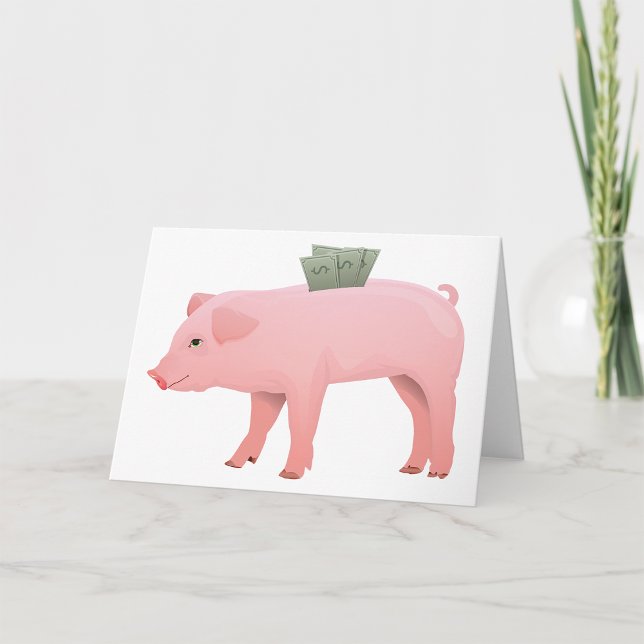 Pink Piggy Bank Greeting Cards (Creator Uploaded)