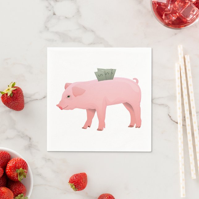 Pink Piggy Bank Paper Napkins (Creator Uploaded)