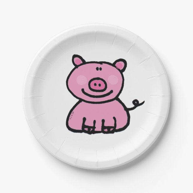 pink piggy paper plate (Front)