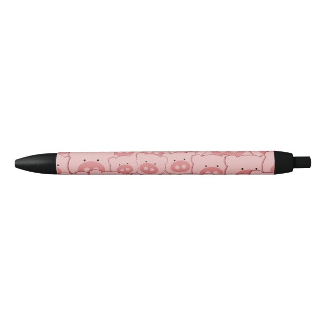 Pink Piggy Pigs Black Ink Pen (Front)