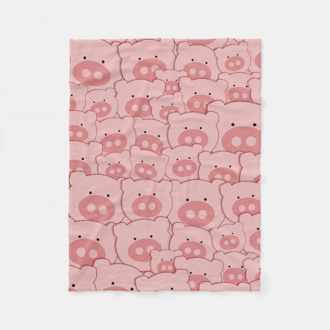 Pink Piggy Pigs Pattern Fleece Blanket (Front)