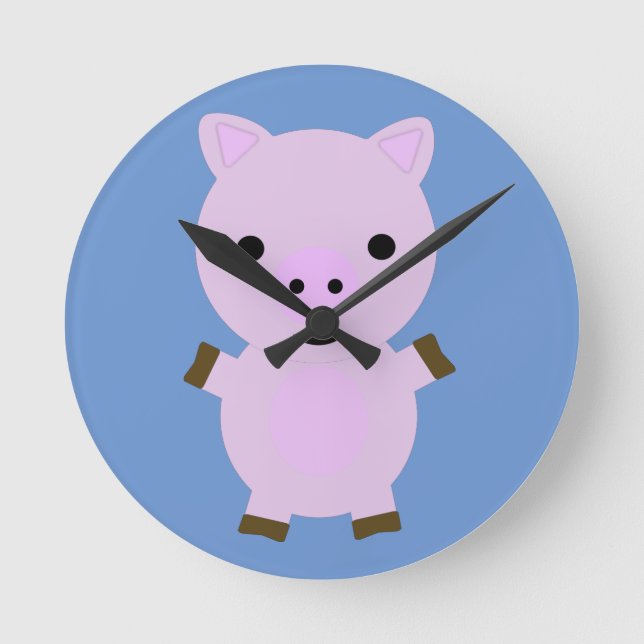 Pink Piggy Round Clock (Front)