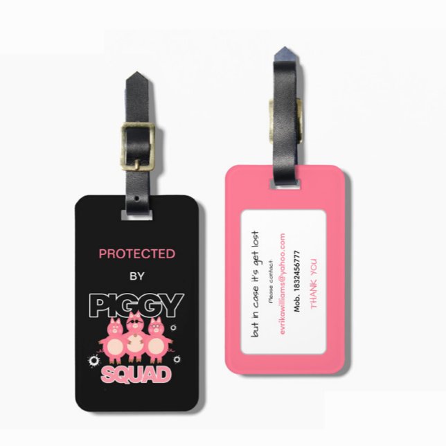 Pink piggy squad luggage tag (Creator Uploaded)