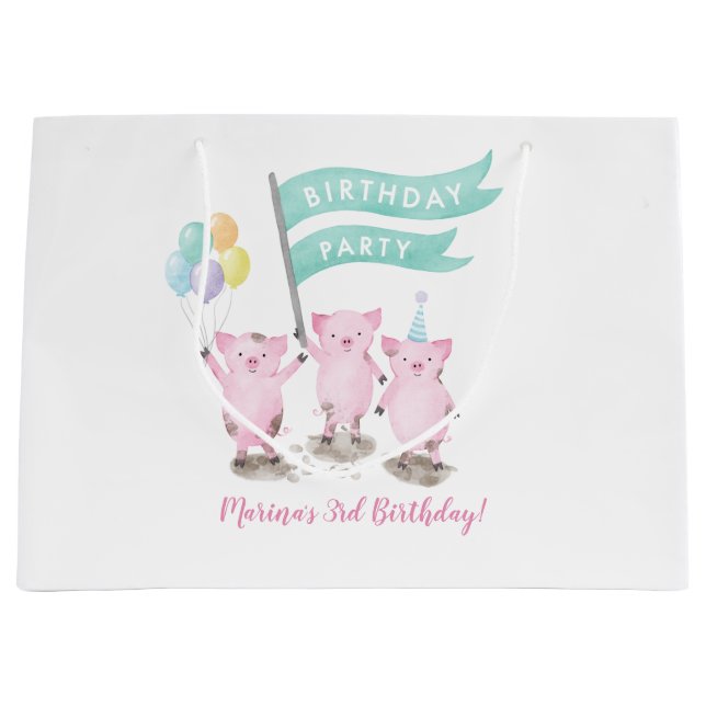 Pink Piggys Kids Birthday Bag (Front)