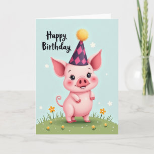 Pink Piglet Birthday Joy Card