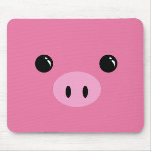 Pink Piglet Cute Animal Face Design Mouse Pad