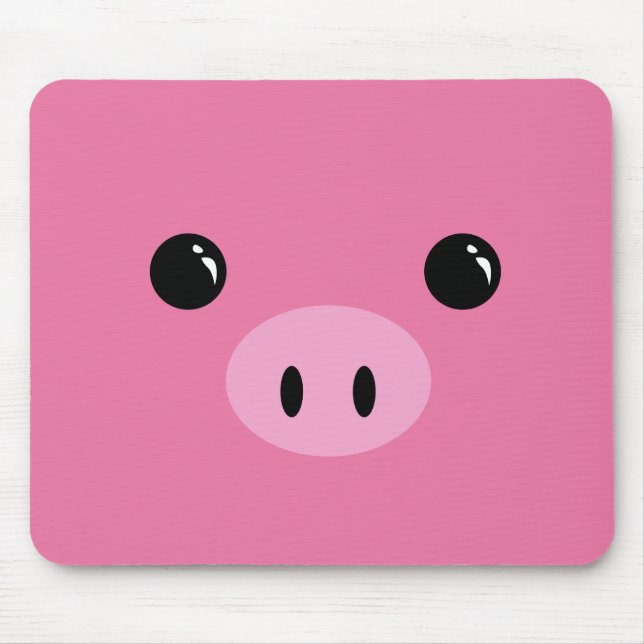 Pink Piglet Cute Animal Face Design Mouse Pad (Front)