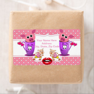 Pink Pigs Monogram Labels