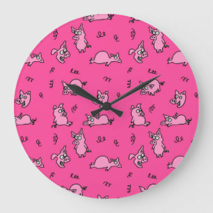 Pink Pigs Wall Clock