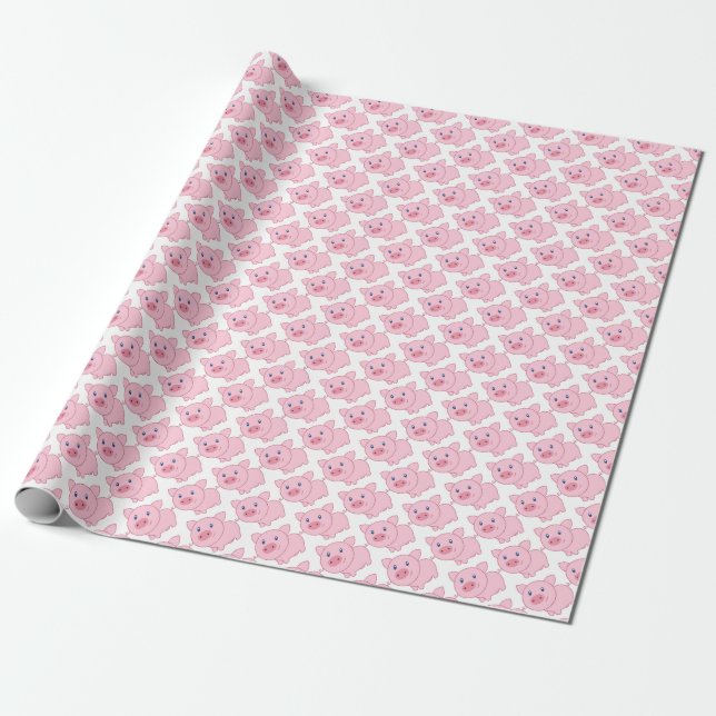 Pink Pigs Wrapping Paper (Unrolled)