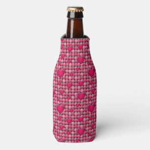 Pink Pile With Hearts Bottle Cooler