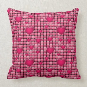 Pink Pile With Hearts Cushion