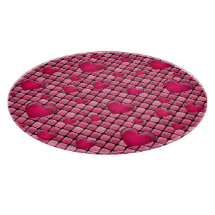 Pink Pile With Hearts Cutting Board