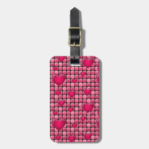 Pink Pile With Hearts Luggage Tag