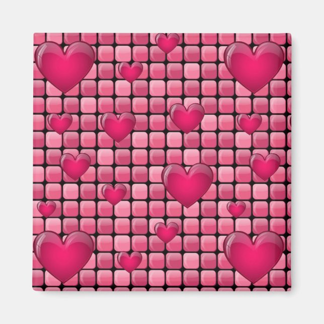 Pink Pile With Hearts Magnet (Front)