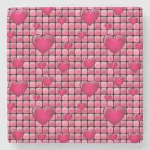 Pink Pile With Hearts Stone Coaster