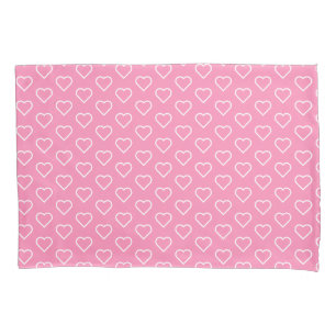 Pink Pillow Case with Hearts