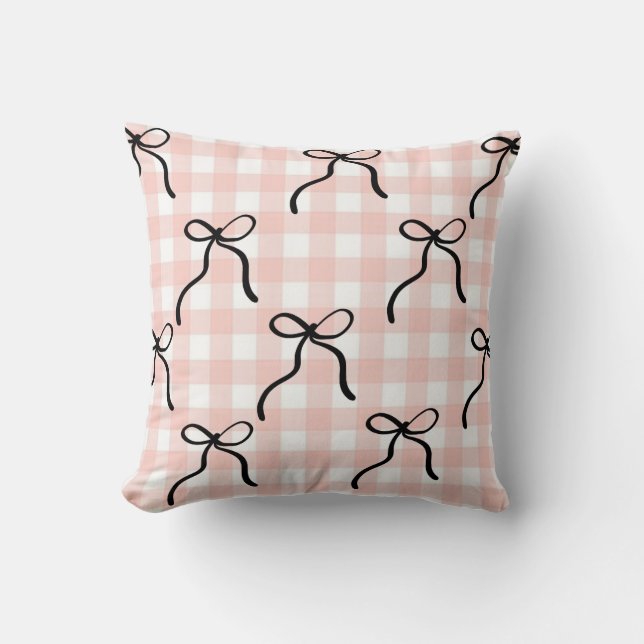 Pink pillow with black bows  (Front)