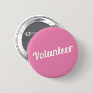 Pink Pin-back Volunteer Buttons