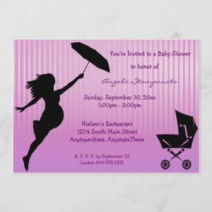 Pink Pin-Striped Baby Shower Invitation