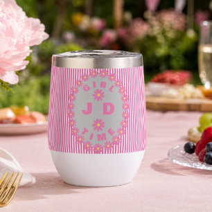 Pink Pin Striped With Oval Daisy Centre