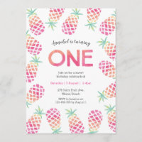 Pink pinapple tropical birthday Invitation