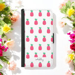 Pink Pineapple Pattern Chic White  Samsung Galaxy S5 Wallet Case<br><div class="desc">Pink White Samsung Galaxy S5 Wallet Case with Cute Pineapple Pattern. More products with this design are in the collection below</div>