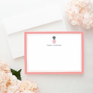 Pink Pineapple Personalised Stationery Card