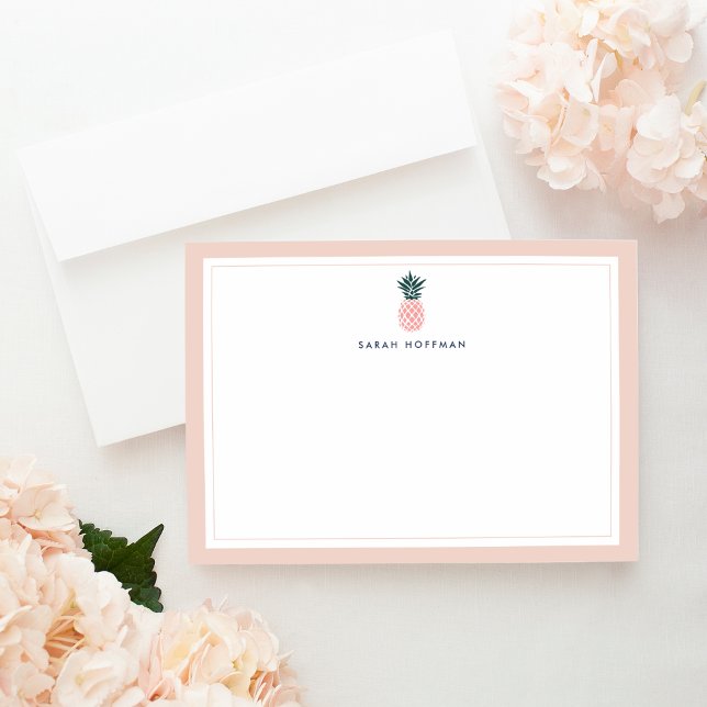 Pink Pineapple | Personalized Stationery Flat Card (Creator Uploaded)