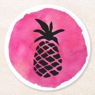 Pink Pineapple Round Paper Coaster